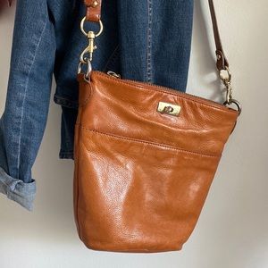 J Crew Leather Crossbody Bucket Handbag